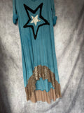 Vestido Boho lentejuelas azul