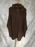 Chaqueta punto con cuello marrón