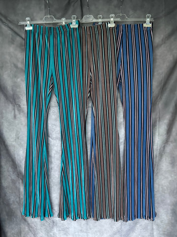 Pantalón plisado rayas azul