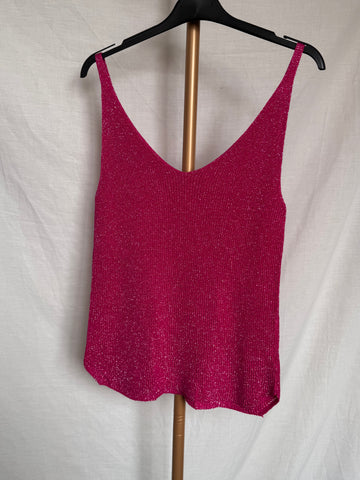 Top punto lúrex fucsia