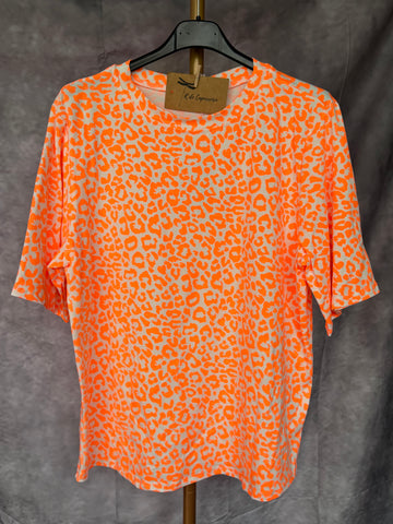 Camiseta print naranja flúor
