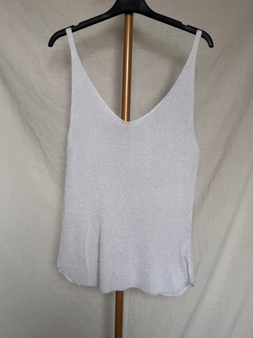 Top punto lúrex blanco