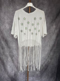 Camiseta flecos margaritas verdes