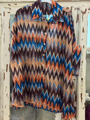 Camisa oversize estampada zigzag