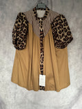 Camisa rayas /animal print camel