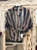 Camisa rayas taupe/ gris
