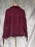 Chaqueta flecos burdeos
