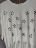 Camiseta flecos margaritas lilas