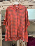 Camisa oversize cuadros coral