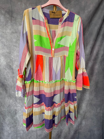 Vestido étnico corto naranja