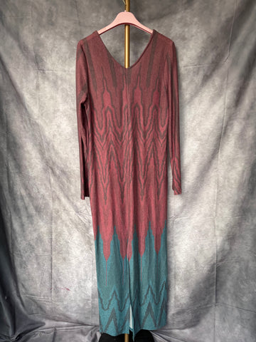 Vestido largo lurex rojizo/ azul