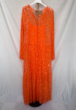 Vestido largo tul bordado naranja