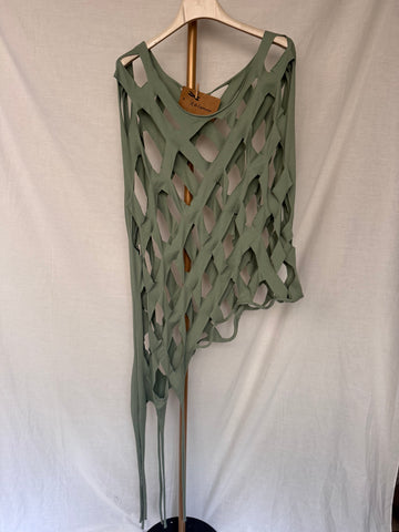 Poncho largo algodón verde
