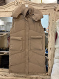Chaleco largo acolchado camel