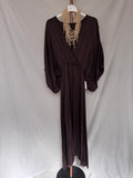 Vestido largo satinado chocolate