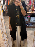 Vestido camisero algodón lavado negro