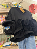 Top volantes negro