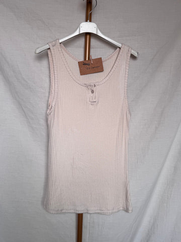 Top algodón canalé blanco
