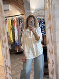 Sobrecamisa flecos lino blanca