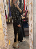 Vestido camisero lentejuelas negro