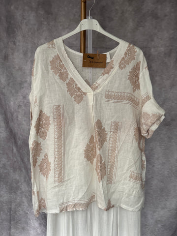 Blusa lino estampada