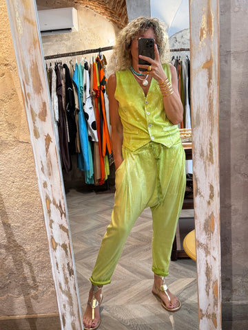 Pantalón baggy lentejuelas verde