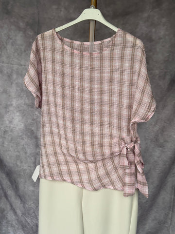 Blusa cuadros rosas
