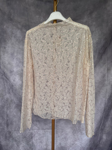 Camiseta Encaje beige