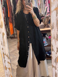 Vestido camisero algodón lavado negro