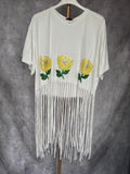 Camiseta flecos flor lentejuelas