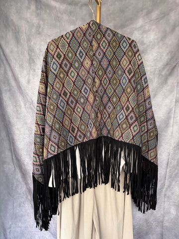 Poncho Flecos granate