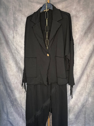 Chaqueta flecos negro