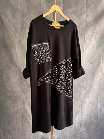 Vestido negro con lentejuelas