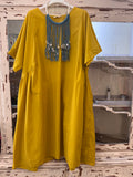 Vestido globo mostaza