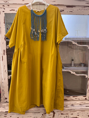 Vestido globo mostaza
