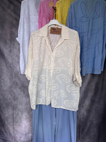 Camisa bordados beige