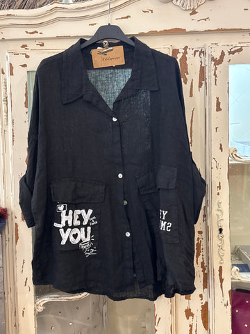 Sobrecamisa lino negra