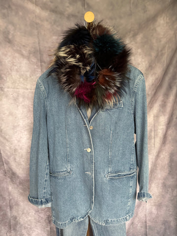 Maxi Cuello de pelo natural multicolor