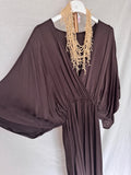 Vestido largo satinado chocolate