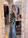 Poncho largo algodón verde