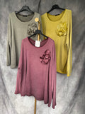 Jersey flor burdeos