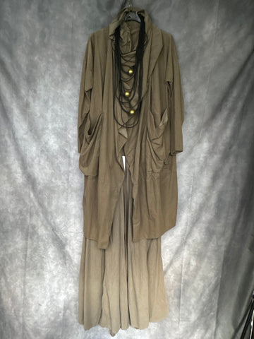 Pantalón palazzo micropana taupe